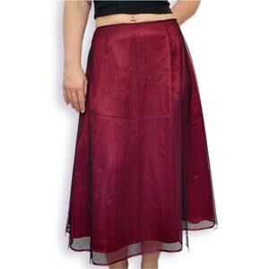 Express World Brand Mesh Overlay Beaded Maxi Skirt Y2K 11/12